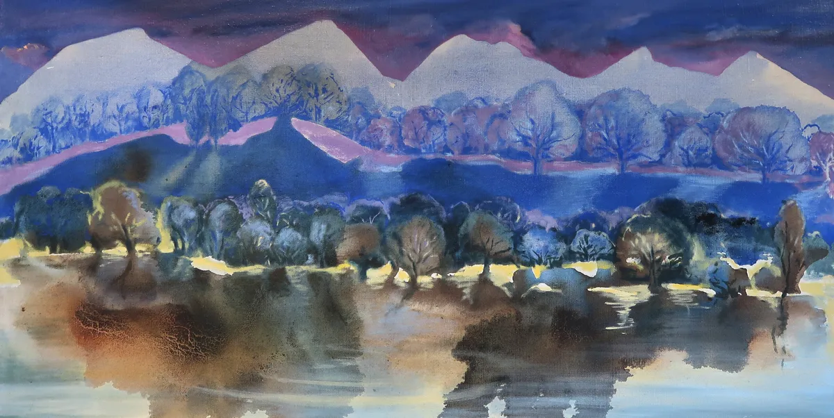 Zimní krajina s jezerem